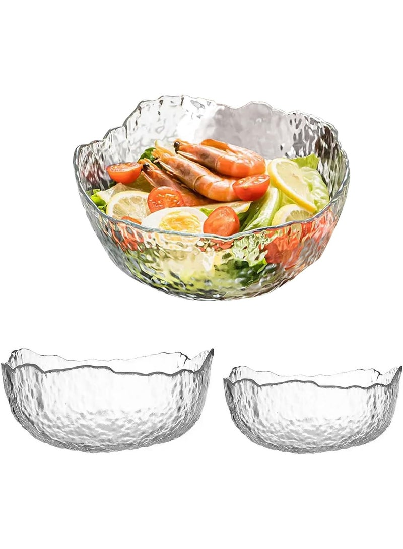 كيتشينو طقم أوعية سلطة من 3 قطع، أوعية تقديم سلطة زجاجية قابلة للتكديس، أوعية زجاجية غير منتظمة الشكل من بنوم بنه للمطبخ، أوعية تقديم جميلة للمعكرونة والحلويات والفشار والفواكه والوجبات الخفيفة - Image 1